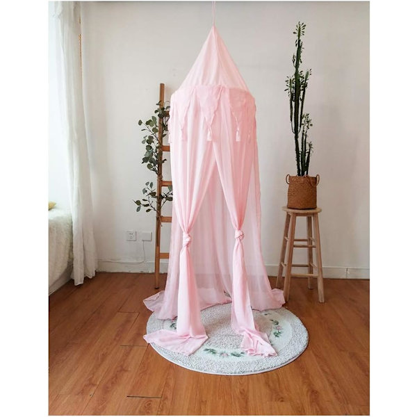 Barnhimmel för barn, hängande myggnät för spjälsäng, Nook Castle-lekstuga, dekoration för barnrum - rosa