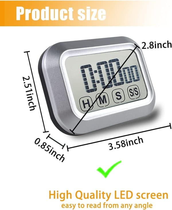 2025 Lämplig Digital Kökstimer Pekskärm Matlagning, Magnetisk Nedräkningstimer, Hög Volym, Stor LED-Display