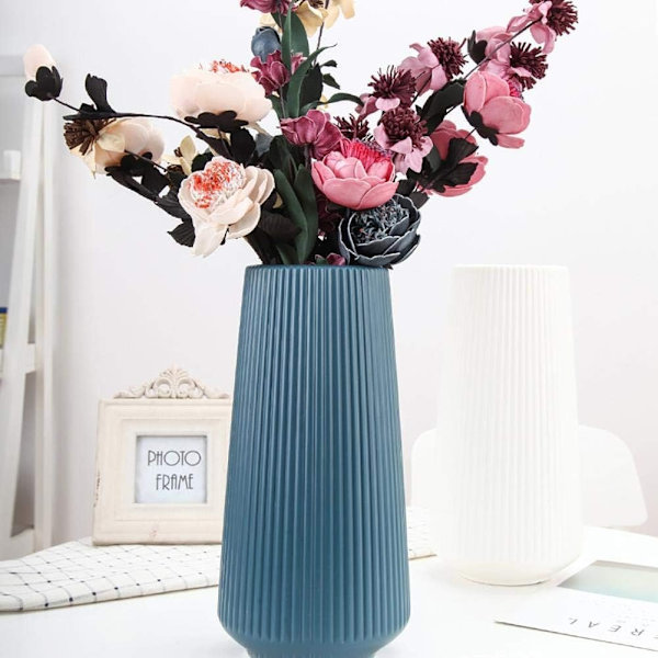 Praktiska plastvaser, imitation keramik blomkruka, hållbar, modern geometrisk blomvasdekoration