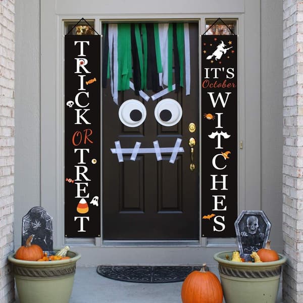 Utendørs Halloween-dekorasjoner - Trick or Treat & It's October Wi