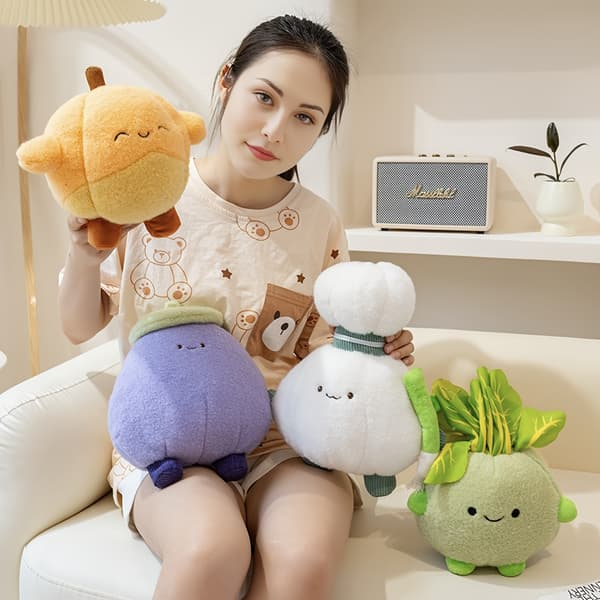 AKKUN Veggie Plush Toy Collection - Soft Polyester Filled Animals with Pumpkin, Potato Pumpkins