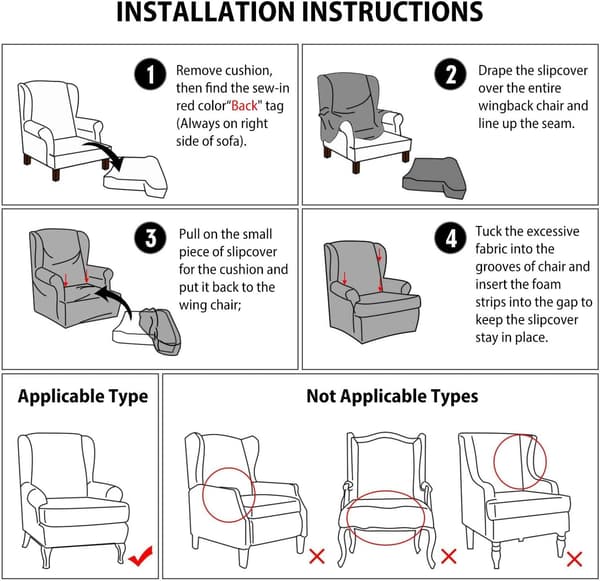 Stretch Wingchair Cover Elastisk fåtöljöverdrag Skydd för stol, Blå
