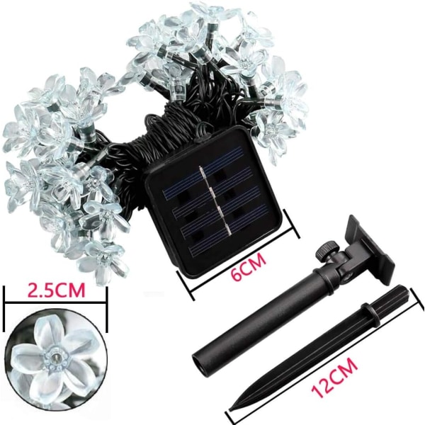 Solcells drivna ljusslinga för uteplatsdekoration, vattentät, 7 meter, 50 LED-lampor, lila blommor