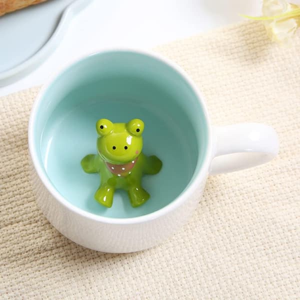 Söt grodkaffemugg, keramikmugg med 3D-djur