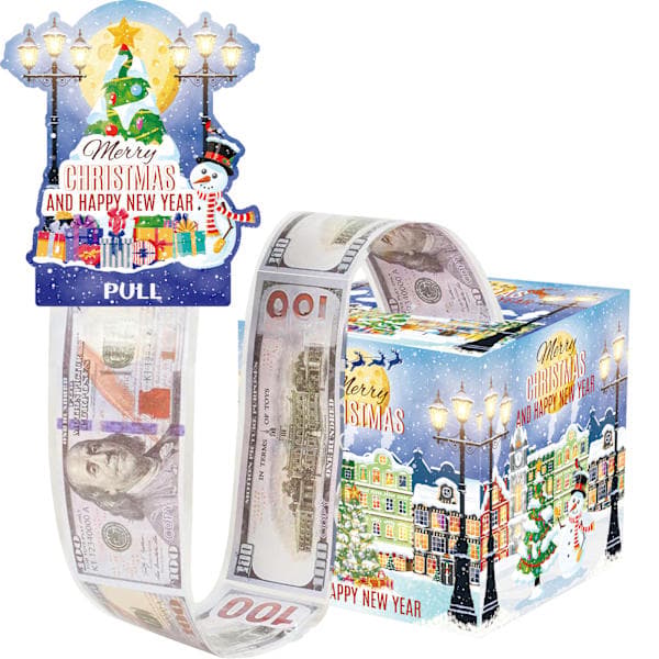Julöverraskning Spargris Presentförpackning – Party Lyckodragning Låda med Dolda Pengar*10*Färgglad Snögubbe Present 10