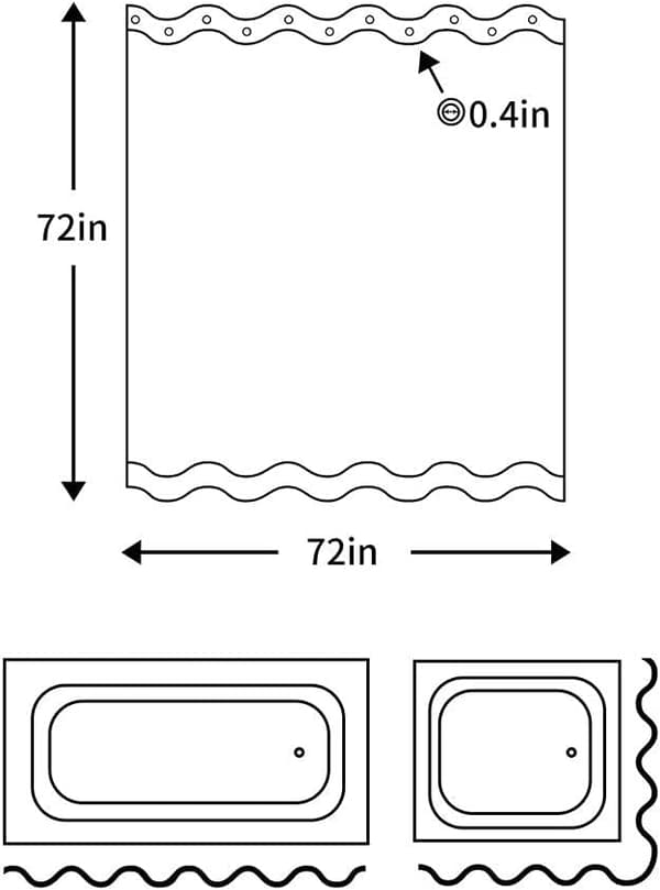 Vattentät duschdraperi i EVA för badrum, mögelresistent duschdraperifoder med 12 krokar, 180 x 180 cm - Mönster-2