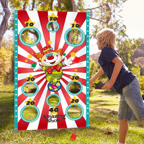 2025 Ny Carnival Clown Toss Spel Banner med Bönpåsar för Barn och Vuxna i Karnevalsfestaktiviteter