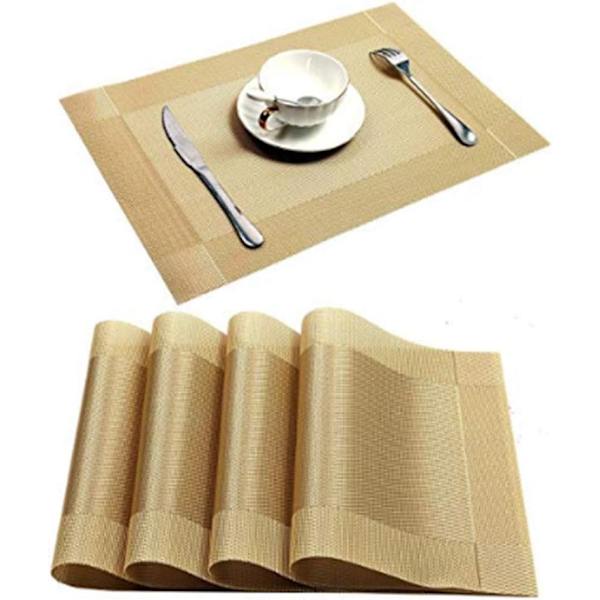 Praktiska halkfria PVC-dukar Set värmebeständiga dukar Matsal Bordskök Matta (Set om 4)
