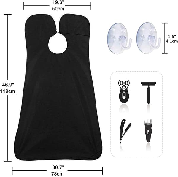 Beard Apron, Shaving Cape, Waterproof, Grooming Cloth, Non-Sticky, with 2 Suction Cups, Perfect as a Gift for Men