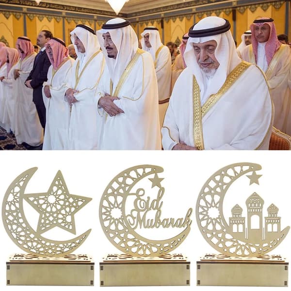 3 stk Ramadan Lykt LED Tre Måne Stjerne Lys Dekorasjon Ramadan Eid Hjemmeinnredning Ramadan Dekorasjon