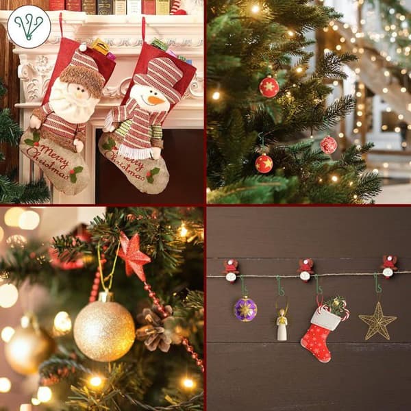 Christmas Hooks - 230 Pieces Stiff Plastic A Set of S-shaped Hooks Green Transparent Plastic Accessories