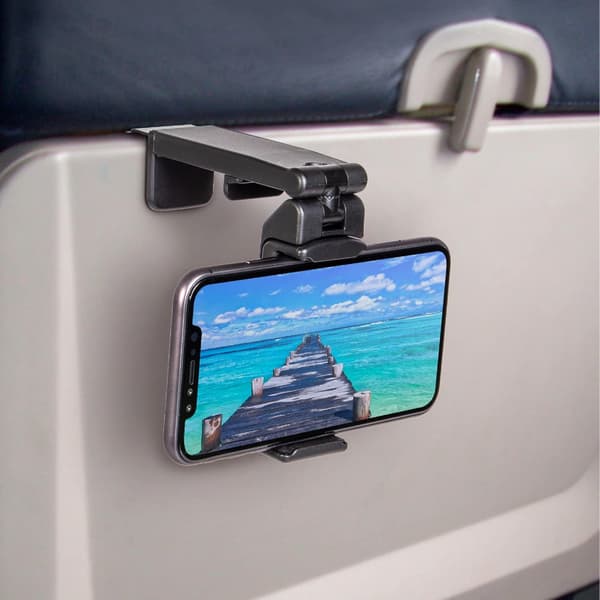 Universal Phone Holder for Airplane. Hands-Free Viewing with Multi-Directional Dual 360-Degree Rotation.