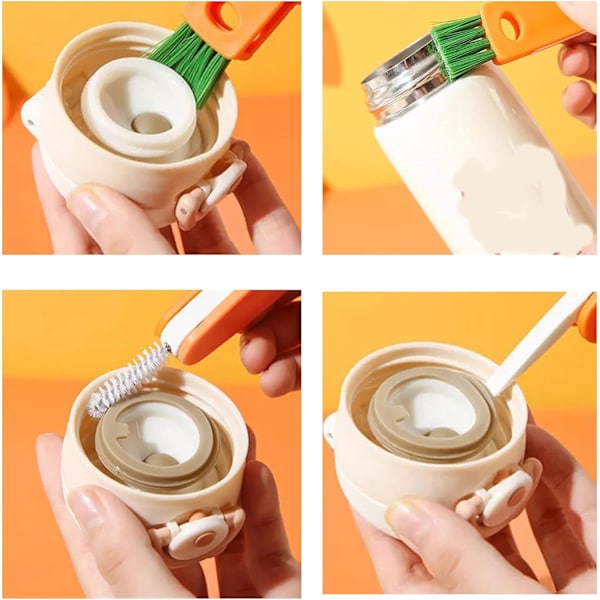 3 i 1 Multifunktionell Köks Minikopp Lock Rengöringsborste, Kopp Lock Slot Cleaner