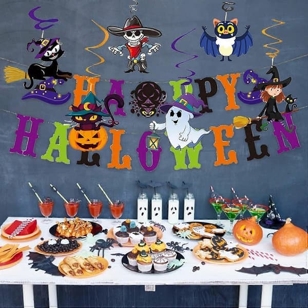 Dekorasjonssett Halloween, Halloween-dekorasjon Interiør, Halloween-sett