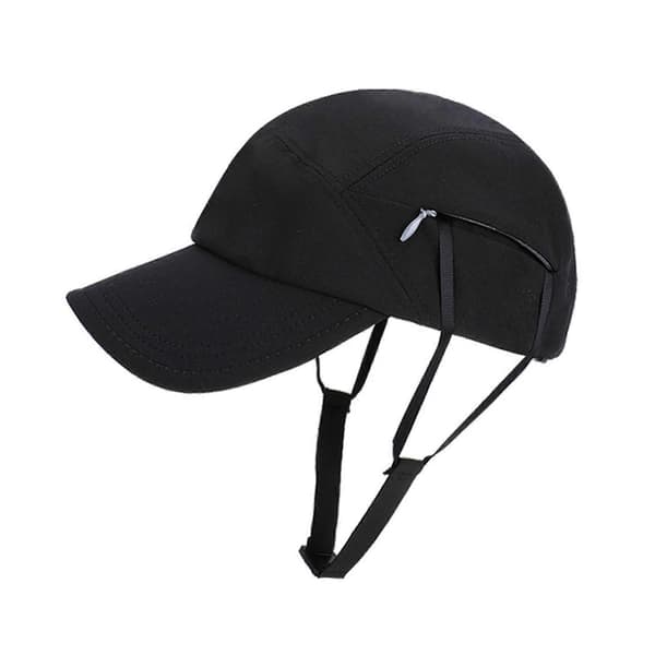 Solhatt – Hakestropper og forlenget brem – for utendørs ridning og reiser – UV-blokkerende vindtett baseballcaps Black