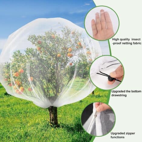 Mesh Bags for Fruit Trees with Zipper and Drawstring, Insect, Bird, and Plant Protection Net for Fruit Trees, Vegetables, and Shrubs