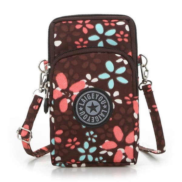 Stylish Practical Mobile Bag Shoulder Bag Kaffe Blomma