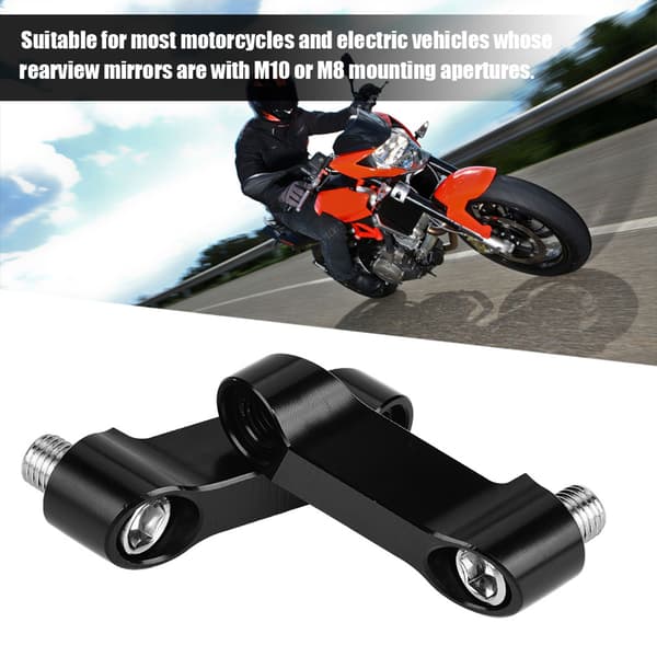 Motorcycle Rearview Mirror Adapter Kit Riser Bracket Extender 10mm/8mm