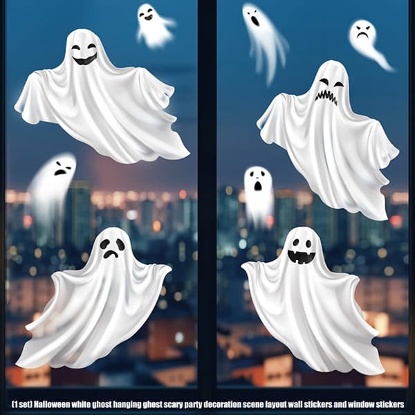 Halloween Spøkelsessett PVC Pinne Hvit For