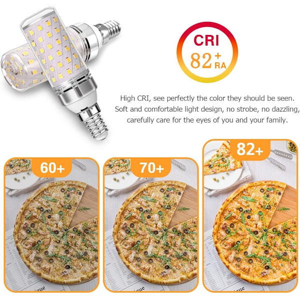 4-pack E14 LED-lampa 12W 1200lm Halogenlampa motsvarande 100W 3000K Varmvit AC220-240V Icke-dimmbar