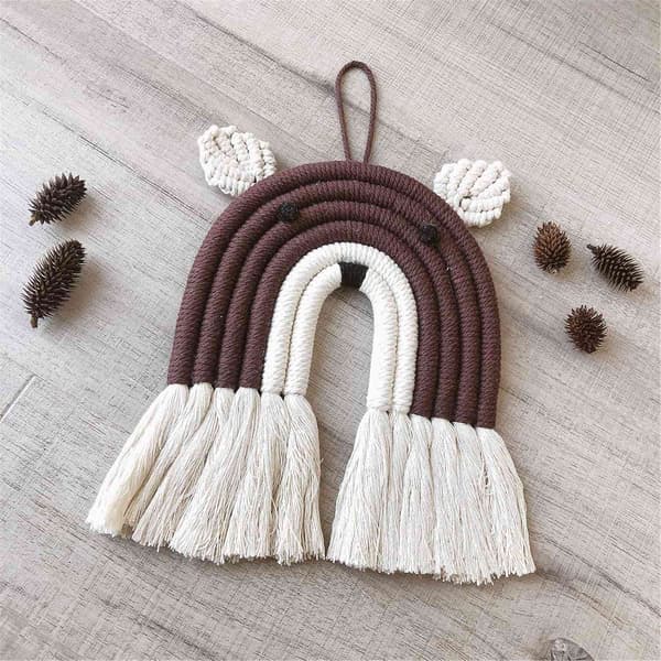 Macrame - Macrame väggbonad - Handgjord - Söta djur - Barnkalas väggdekor