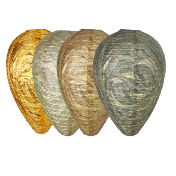2025 Ny 4-pack Getingbo Lockbete Hängande Falsk Fälla Giftfri Papperslockbete Effektiv Avskräckare Bin Bålgetingar Falskt Bo För Hem Silk yellow