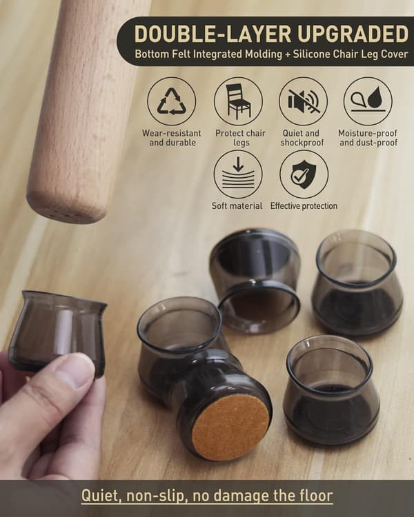 16PCS Stolskyddsunderlägg i silikon, transparenta