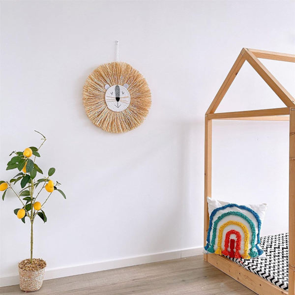 Lion Väggdekor Handvävda Smycken Modern Heminredning Tillbehör Hänge Fest Babyshower Sovrum