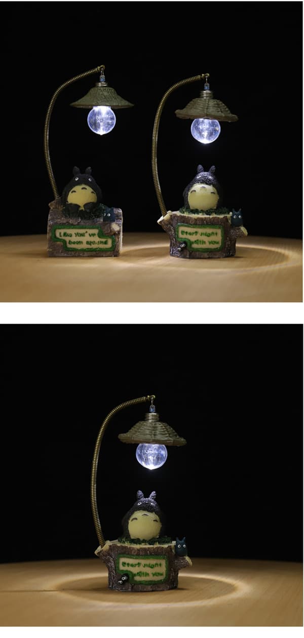 2 stk. trehus Totoro liten nattlampe A