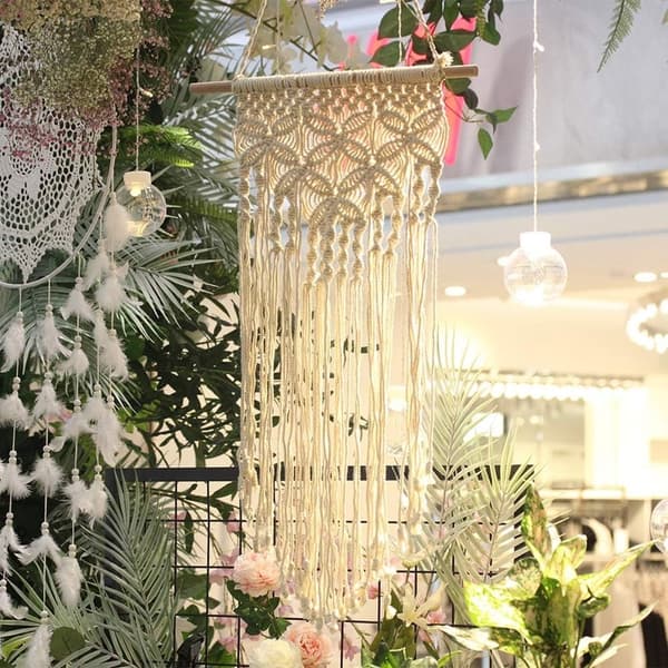 Macrame vävd väggbonad, väggdekoration för vacker lägenhet, sovsalsdekoration