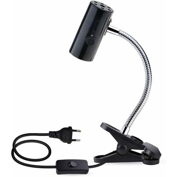 E27 Ceramic Socket with Clamp and 1.8m Cable for Reptile Lamp, max 150W, Flexible Black E27 Terrarium Socket for Turtle, Clamp-on Heat Lamp for