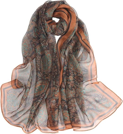 Damescarf og Sjal Chiffonscarf til Kvinder Letvægts Blomstret Chiffonsjal