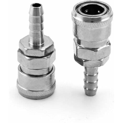 6 stk. luftkompressorstuds, 8 mm pneumatisk hurtigkobling han-hun (SH20+PH20)