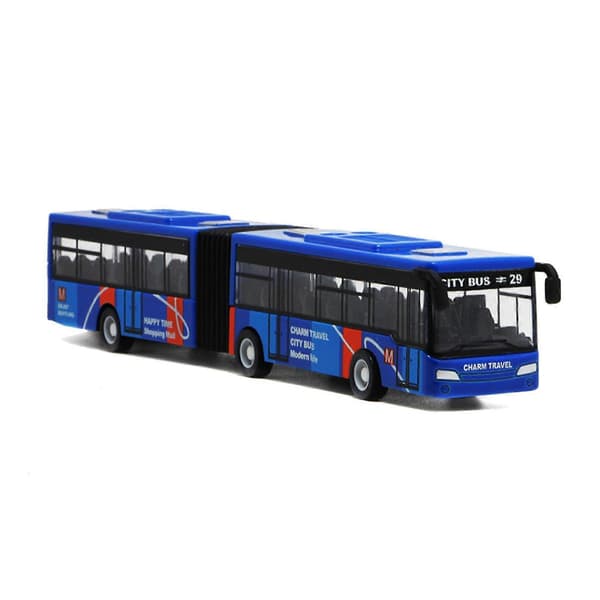 Realistisk Bybus Træk Tilbage Legetøj Børn Model Legetøj Brætspil Bedste Gave Blue