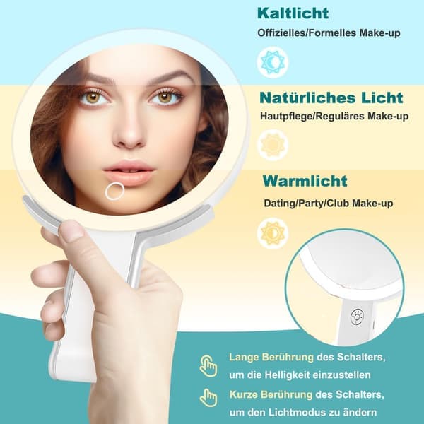 Lollanda Double-Sided Makeup Mirror with LED Light - Magnifying Mirror and Adjustable Lighting for Makeup and Skincare 20X/1X 20X/1X