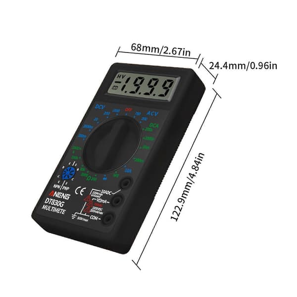 DT830G Multimeter Hög Precision Multifunktionell Snabb Testprob LCD-Display Handhållen Mini Digital Strömspänningstestare för Elektriker