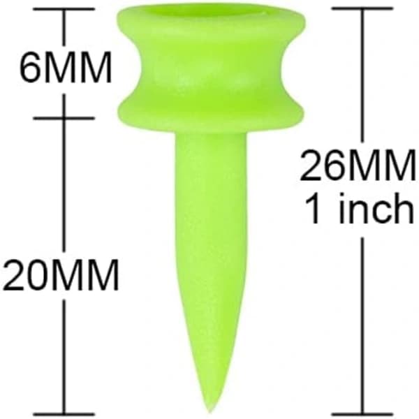 Golfpegger Plast 25MM 100-pakning Små Grønne Golfpegger 1 tomme