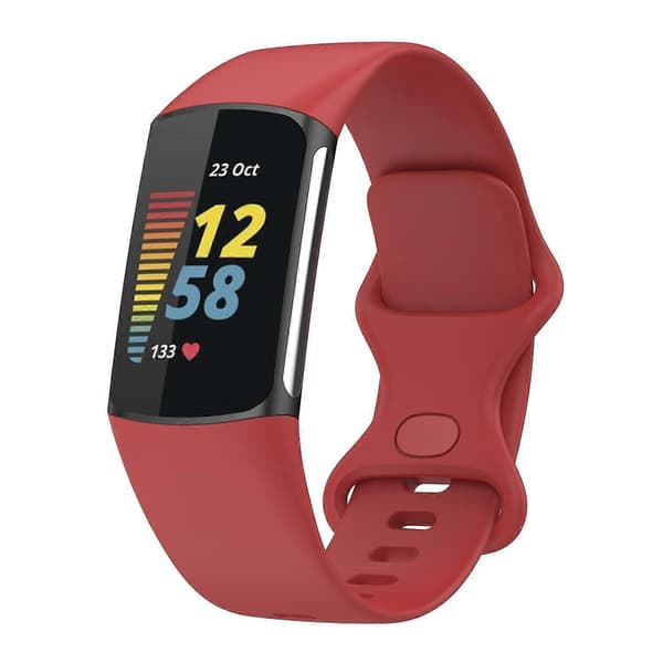 For Fitbit Charge 6 / 5 xDfind Silicone Strap Official Red Official Red L