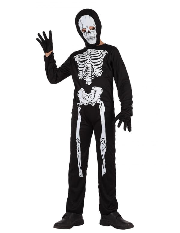 Skelettdräkt för barn Halloween 7-9 years (130-145 cm)