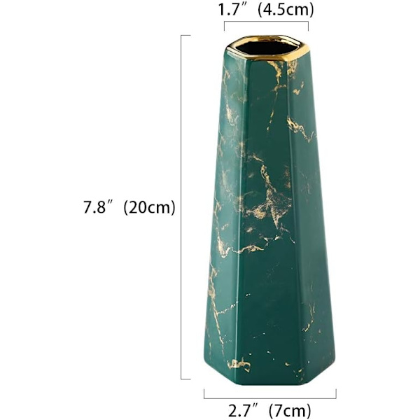 2025 Lämplig 20cm Vas av Grön Guld Marmor Keramik Hög Design Dekorativa Vaser för Hem, Fest, Bröllop Centerp