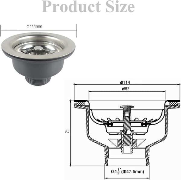 Diskho-samling 114mm Rostfritt Stål Kökshandfat Korg Sil Plug Avfall 1½\"