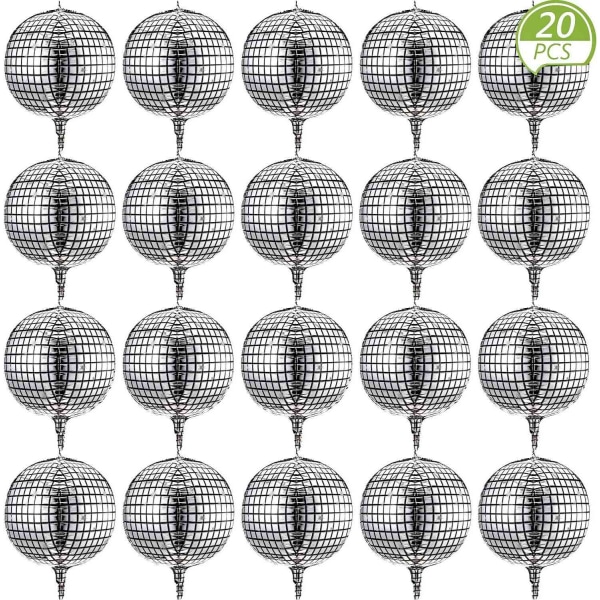 2024 Nya Discokula Ballonger 20 Stycken 22 Tum 4D Disco Ballonger Stora Silver Laser Folieballong Metalli