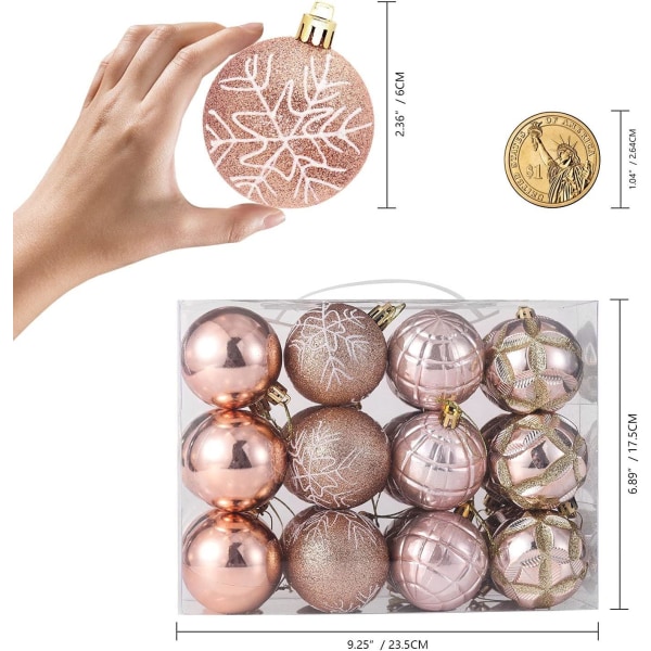 Julgranskulor Julgransprydnader för Julgran 24st 2,36\"/60mm Oskadliga Juldekorationer i Plast