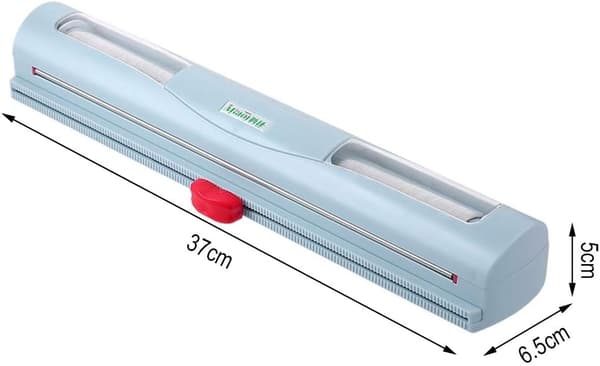 Magnetisk plastfolieskärare med dolt blad, giftfri ABS köksfoliedispenser - Blå