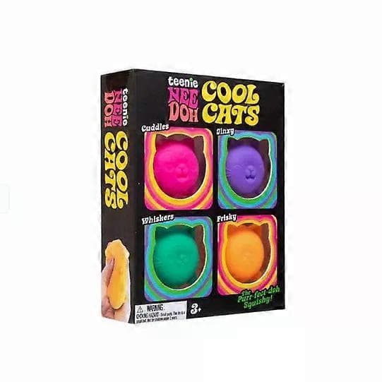 Cool Cats Squishy Stressbollar 4-pack, Långsamt Resande Sensoriska Leksaker, Ångestlindrande Klämleksaker för Barn & Vuxna, Söt Kattdesign för... 2set