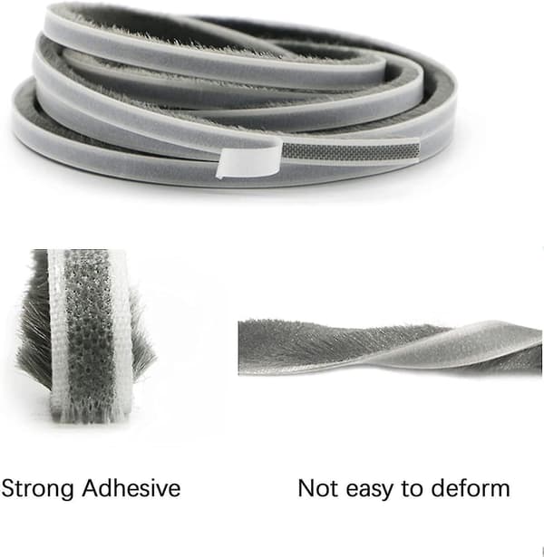 10m Brush Strip, Windproof and Dustproof Self-Adhesive Brush Seal for Moving Windows and Doors, 9mm Width x 9mm Height, Grey Betterlifefg