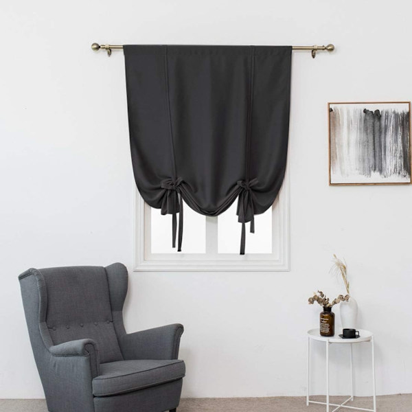 Set med 1 kort mörkläggningsgardin att knyta enfärgad romersk gardin för små fönster
