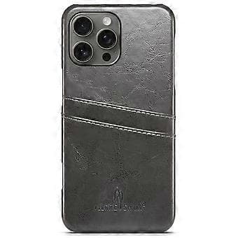 FIERRE SHANN Deksel til iPhone 16 Pro Max Vokset PU-skinn+PC-kortholder Telefondeksel (Stil A)