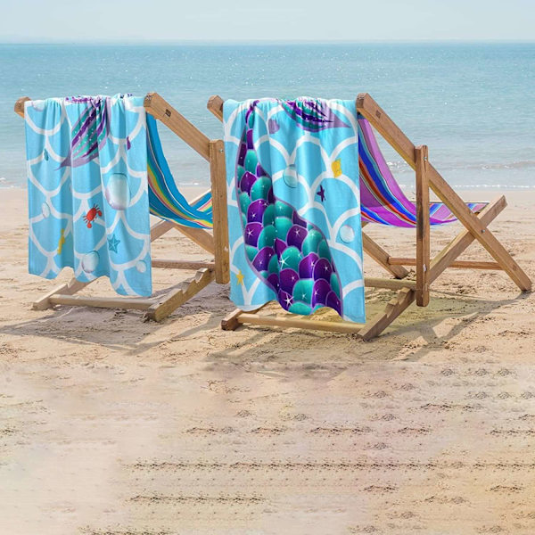 2025 Ny Sjöjungfru Badhandduk - 160 x 80 cm Badlakan för Barn Bomull Frotté Mjuk Hudvänlig Absorberande Rese Dusch Simning Camping Handduk