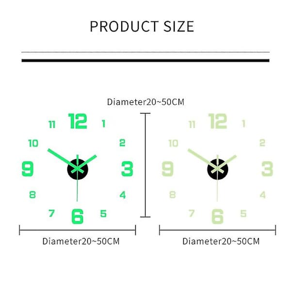 40 cm Upplyst Väggklocka DIY Digital Klocka Upplyst Klocka Akryl DIY Väggklocka Vardagsrum Sovrum Väggdekal Klocka
